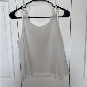 White split back blouse tank